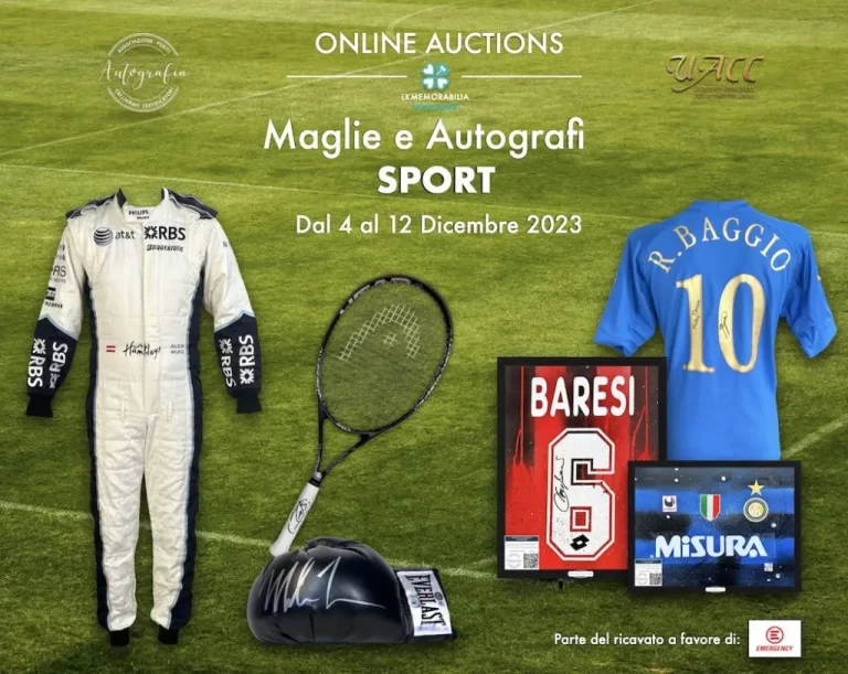Beneficenza: gli autografi di Maradona, Schumacher, Baggio, Pantani, Vasco Rossi all’asta per Emergency
