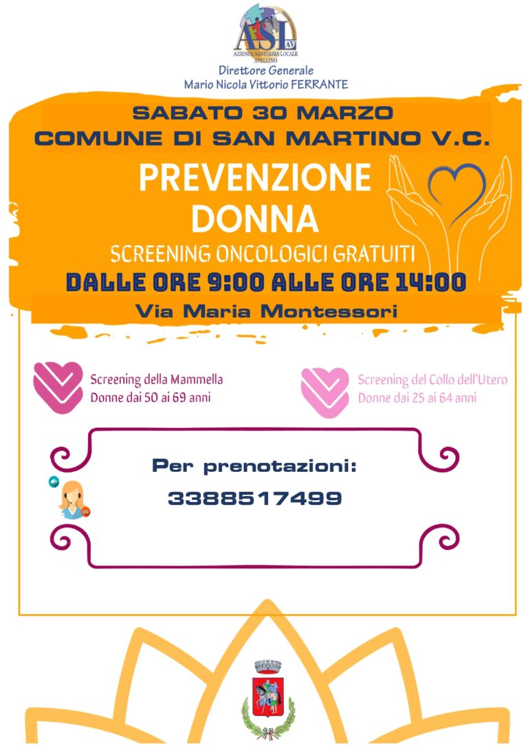 SCREENING ONCOLOGICI,  I CAMPER DELL’ASL SABATO 30 MARZO A SAN MARTINO VALLE CAUDINA